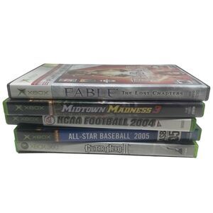 XBox Xbox360 Lot of 5 Random Games Untested Baseball Football Cars Fable Guitar‎